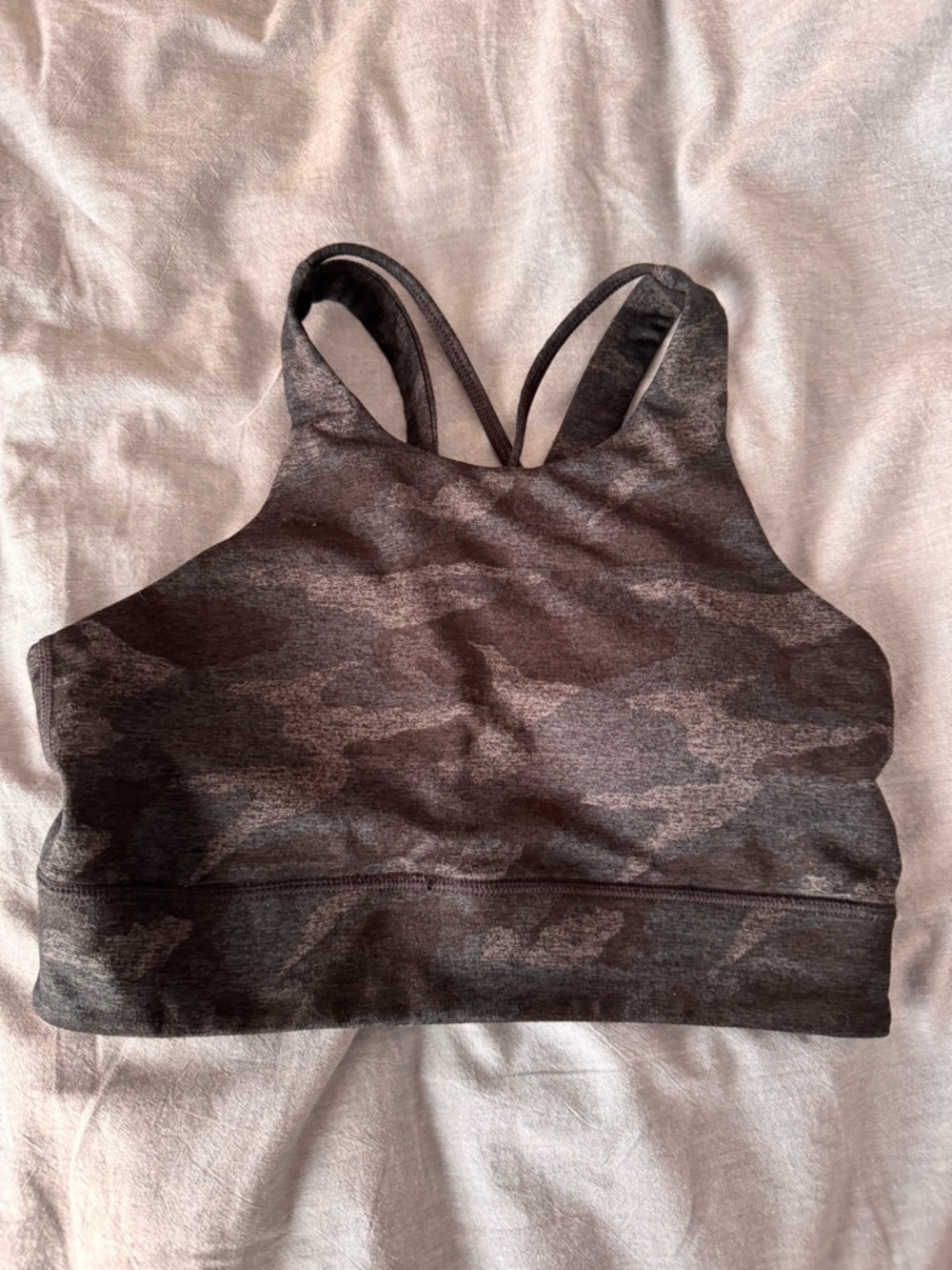 Vuori Dark Gray Camo longline High-Neck Sports Bra - XS